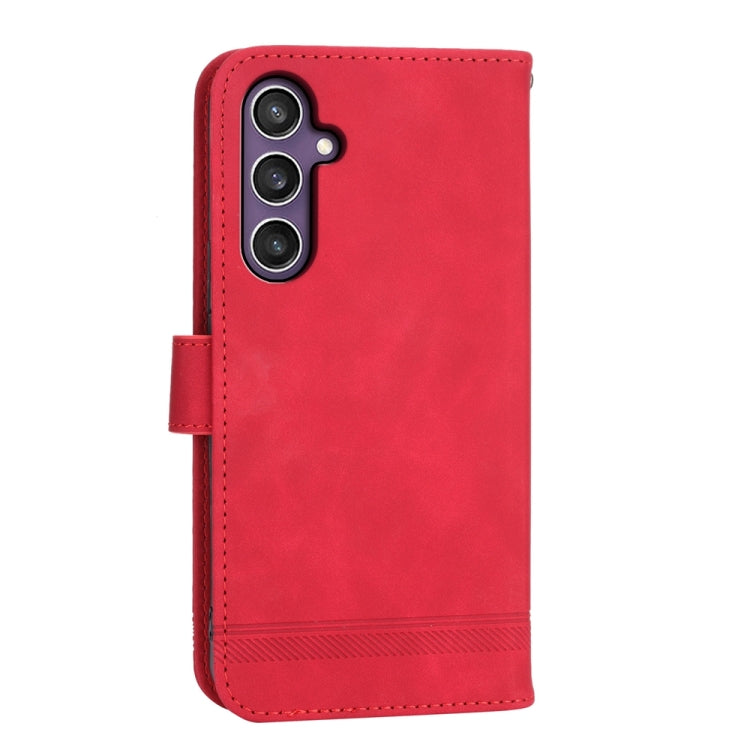 For Samsung Galaxy S24 5G Dierfeng Dream Line TPU + PU Leather Phone Case(Red) - Galaxy S24 5G Cases by buy2fix | Online Shopping UK | buy2fix