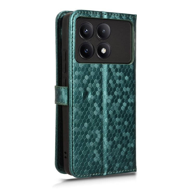 For Xiaomi Poco X6 Pro / Redmi K70E 5G Honeycomb Dot Texture Leather Phone Case(Green) - K70E Cases by buy2fix | Online Shopping UK | buy2fix