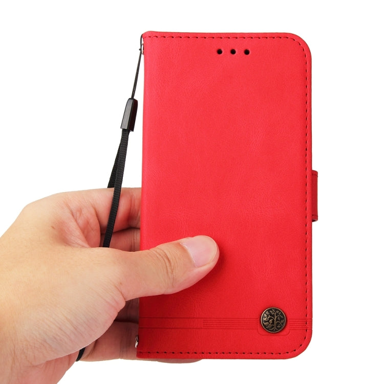 For Xiaomi Redmi A3 Skin Feel Life Tree Metal Button Leather Phone Case(Red) - Xiaomi Cases by buy2fix | Online Shopping UK | buy2fix