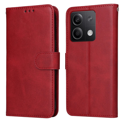 For Xiaomi Redmi Note13 5G Global Classic Calf Texture Flip Leather Phone Case(Red) - Note 13 Cases by buy2fix | Online Shopping UK | buy2fix