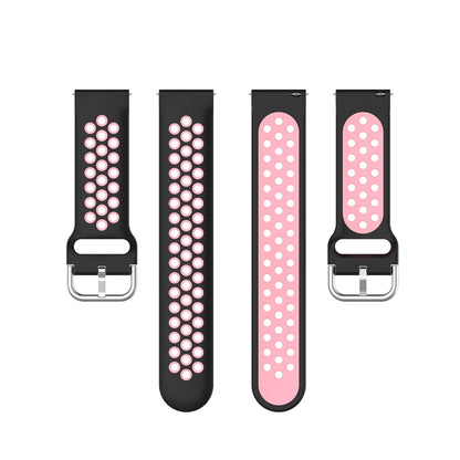22mm Universal Sports Two Colors Silicone Replacement Strap Watchband(Black Pink) - Watch Bands by buy2fix | Online Shopping UK | buy2fix