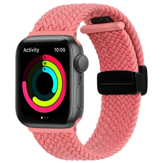 Magnetic Fold Clasp Woven Watch Band For Apple Watch SE 2022 40mm(Pink) - Watch Bands by buy2fix | Online Shopping UK | buy2fix