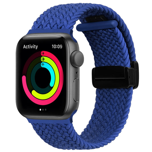 Magnetic Fold Clasp Woven Watch Band For Apple Watch SE 2022 44mm(Blue) - Watch Bands by buy2fix | Online Shopping UK | buy2fix