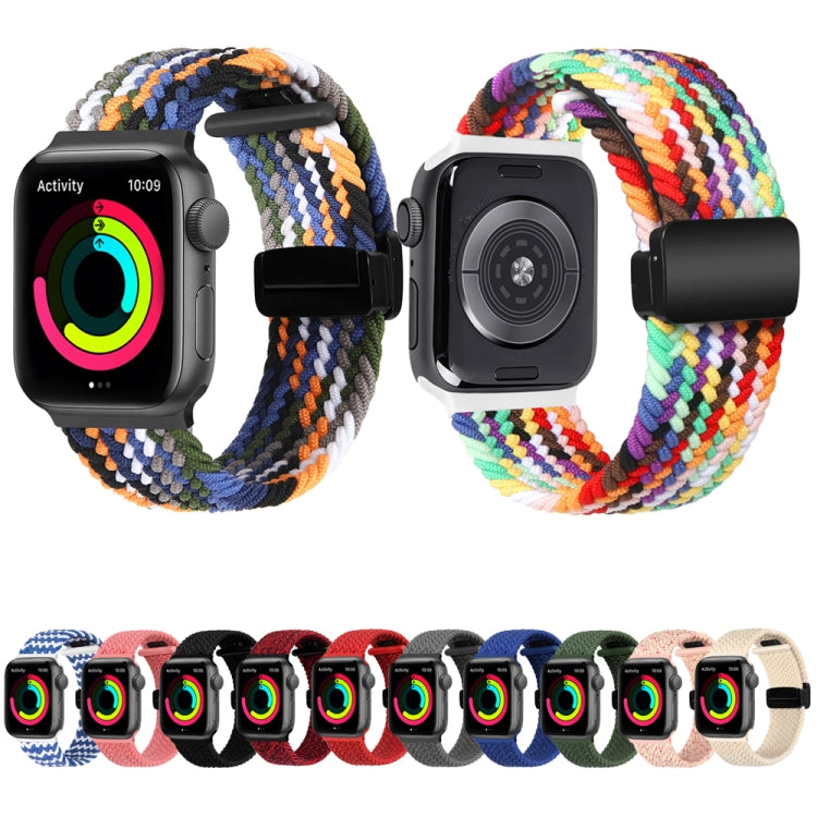 Magnetic Fold Clasp Woven Watch Band For Apple Watch 3 42mm(Rainbow Color) - Watch Bands by buy2fix | Online Shopping UK | buy2fix