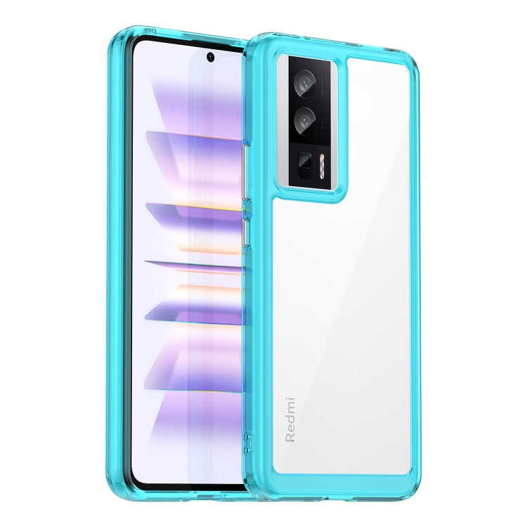 For Xiaomi Poco F5 Pro Colorful Series Acrylic Hybrid TPU Phone Case(Transparent Blue) - Xiaomi Cases by buy2fix | Online Shopping UK | buy2fix