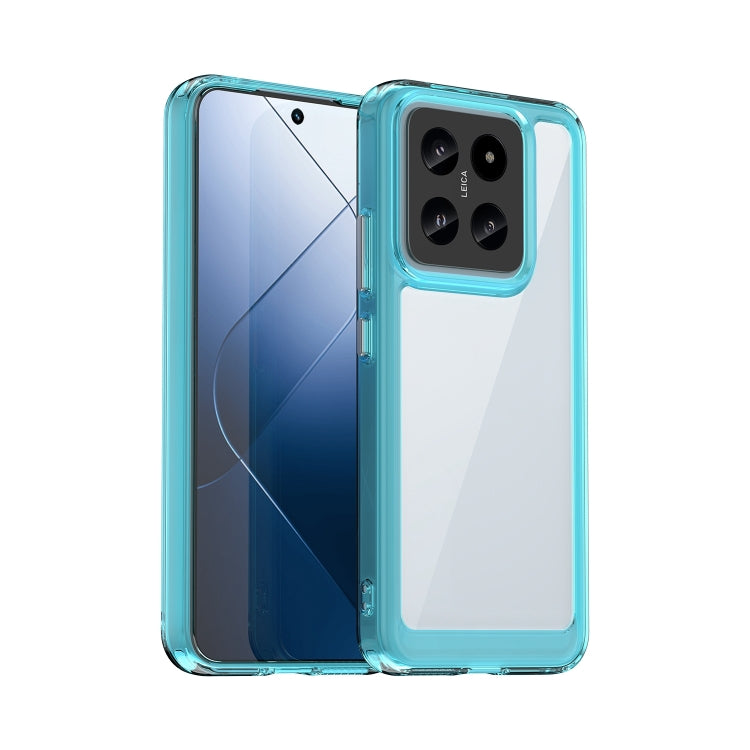 For Xiaomi 14 Pro Colorful Series Acrylic Hybrid TPU Phone Case(Transparent Blue) - 14 Pro Cases by buy2fix | Online Shopping UK | buy2fix