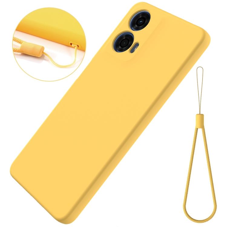 For Motorola Moto G04 / G24 Pure Color Liquid Silicone Shockproof Phone Case(Yellow) - Motorola Cases by buy2fix | Online Shopping UK | buy2fix