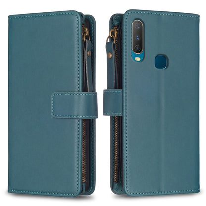 For vivo Y11 / Y15 / Y12 / Y17 9 Card Slots Zipper Wallet Leather Flip Phone Case(Green) - vivo Cases by buy2fix | Online Shopping UK | buy2fix