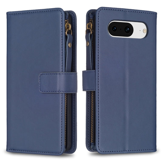 For Google Pixel 8 9 Card Slots Zipper Wallet Leather Flip Phone Case(Blue) - Google Cases by buy2fix | Online Shopping UK | buy2fix