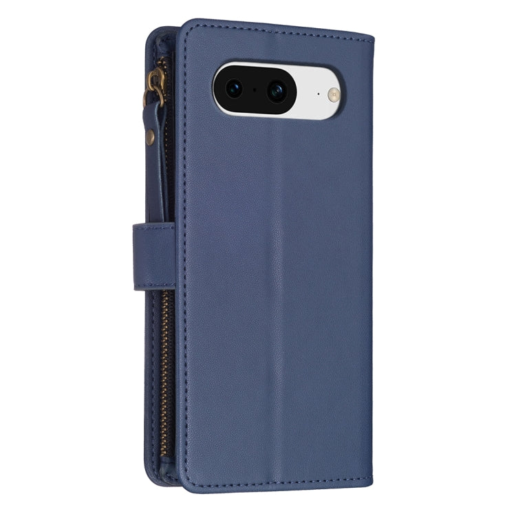 For Google Pixel 8 9 Card Slots Zipper Wallet Leather Flip Phone Case(Blue) - Google Cases by buy2fix | Online Shopping UK | buy2fix