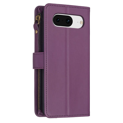 For Google Pixel 8 9 Card Slots Zipper Wallet Leather Flip Phone Case(Dark Purple) - Google Cases by buy2fix | Online Shopping UK | buy2fix