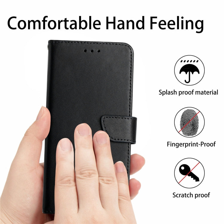 For iPhone 16 Pro Max Genuine Leather Fingerprint-proof Flip Phone Case(Black) - iPhone 16 Pro Max Cases by buy2fix | Online Shopping UK | buy2fix