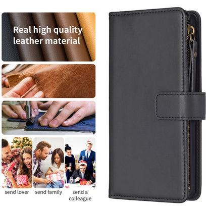 For Xiaomi Redmi 13C 9 Card Slots Zipper Wallet Leather Flip Phone Case(Black) - 13C Cases by buy2fix | Online Shopping UK | buy2fix