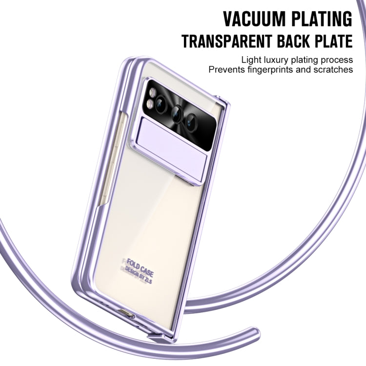 For Google Pixel Fold Integrated Electroplating Folding Phone Case with Pen Slot(Purple) - Google Cases by buy2fix | Online Shopping UK | buy2fix