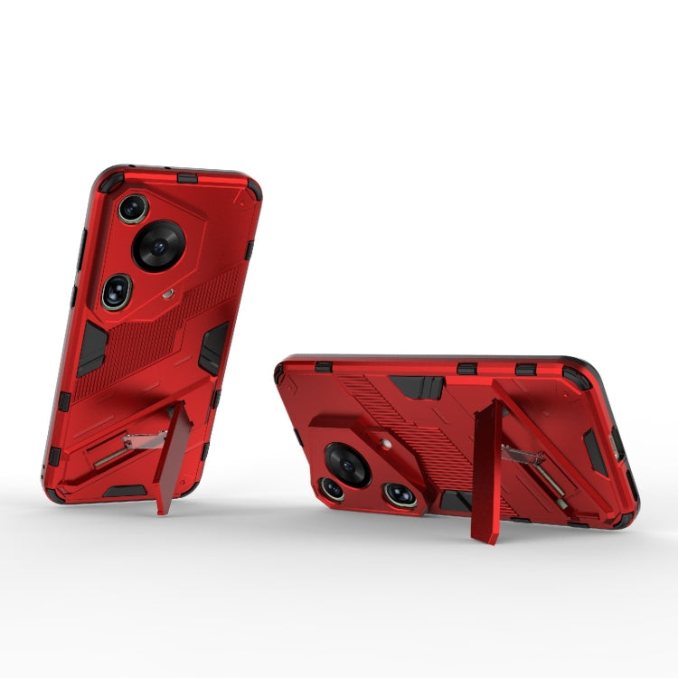 For Huawei Pura 70 Ultra Punk Armor 2 in 1 PC + TPU Phone Case with Holder(Red) - Huawei Cases by buy2fix | Online Shopping UK | buy2fix