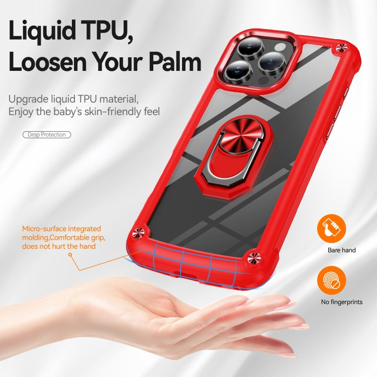 For iPhone 16 Pro Max TPU + PC Lens Protection Phone Case with Ring Holder(Red) - iPhone 16 Pro Max Cases by buy2fix | Online Shopping UK | buy2fix