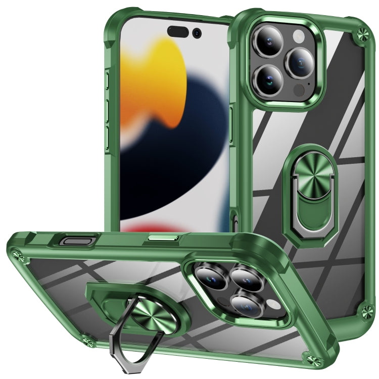 For iPhone 16 Pro Max TPU + PC Lens Protection Phone Case with Ring Holder(Green) - iPhone 16 Pro Max Cases by buy2fix | Online Shopping UK | buy2fix