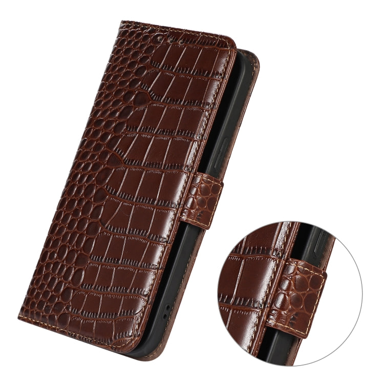 For iPhone 16 Pro Crocodile Top Layer Cowhide Leather Phone Case(Brown) - iPhone 16 Pro Cases by buy2fix | Online Shopping UK | buy2fix