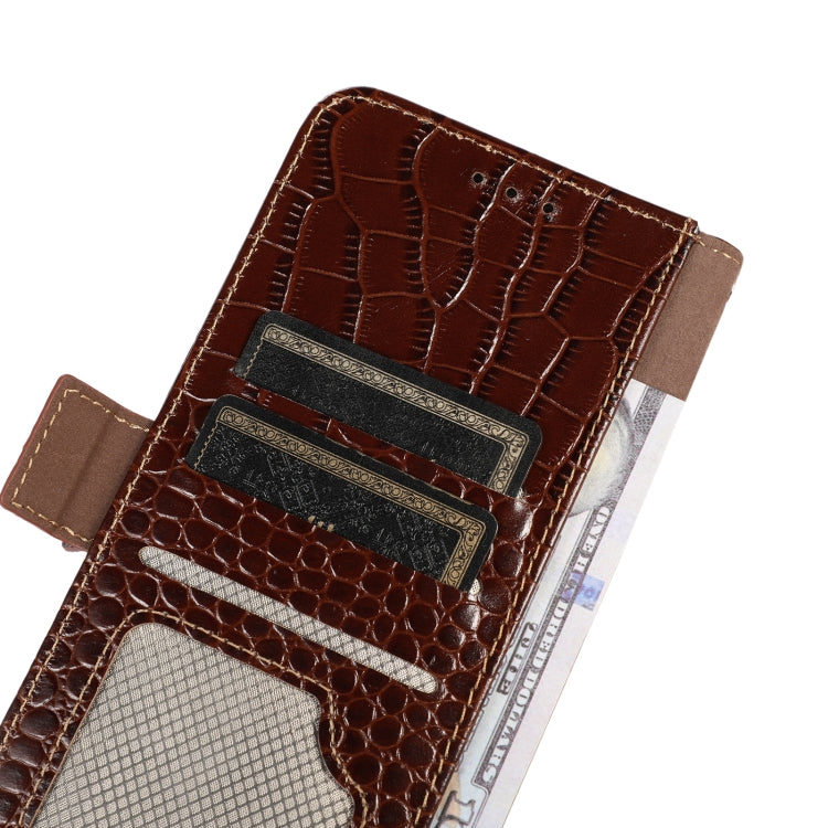 For iPhone 16 Pro Crocodile Top Layer Cowhide Leather Phone Case(Brown) - iPhone 16 Pro Cases by buy2fix | Online Shopping UK | buy2fix