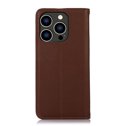 For iPhone 16 Pro KHAZNEH Nappa Top Layer Cowhide Leather Phone Case(Brown) - iPhone 16 Pro Cases by buy2fix | Online Shopping UK | buy2fix