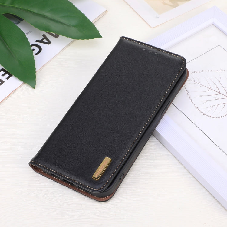 For iPhone 16 KHAZNEH Nappa Top Layer Cowhide Leather Phone Case(Black) - iPhone 16 Cases by buy2fix | Online Shopping UK | buy2fix