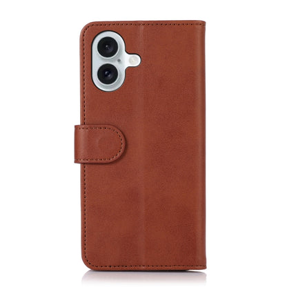 For iPhone 16 Plus Cow Texture Leather Phone Case(Brown) - iPhone 16 Plus Cases by buy2fix | Online Shopping UK | buy2fix