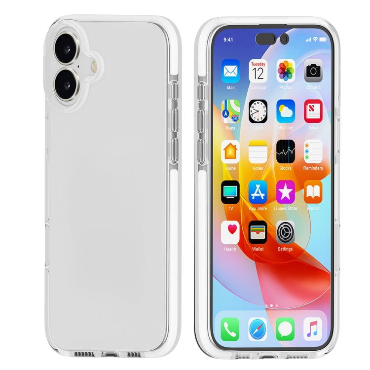 For iPhone 16 Two-color Shockproof High Transparency TPU Phone Case(White) - iPhone 16 Cases by buy2fix | Online Shopping UK | buy2fix