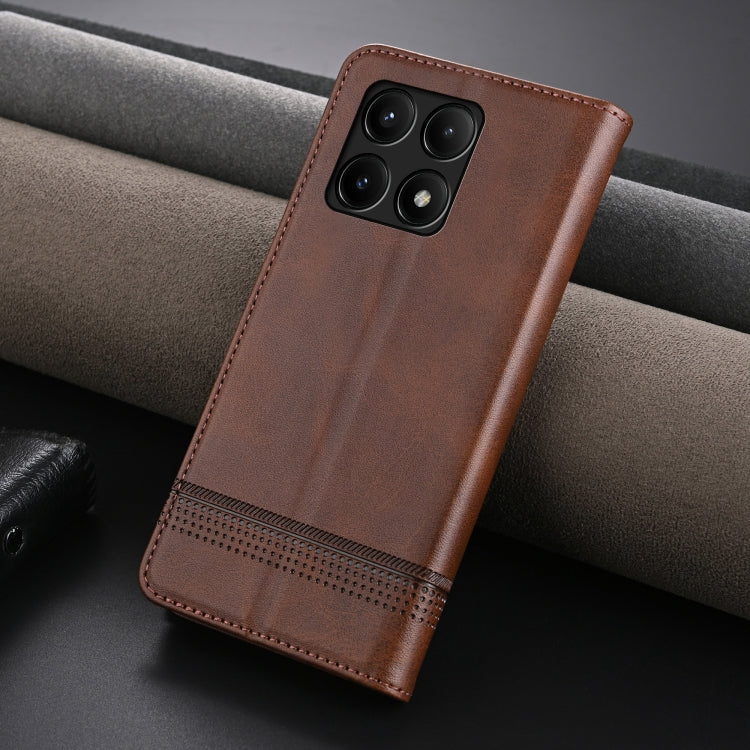 For Xiaomi Redmi K70/K70 Pro AZNS Magnetic Calf Texture Flip Leather Phone Case(Dark Brown) - K70 Pro Cases by AZNS | Online Shopping UK | buy2fix