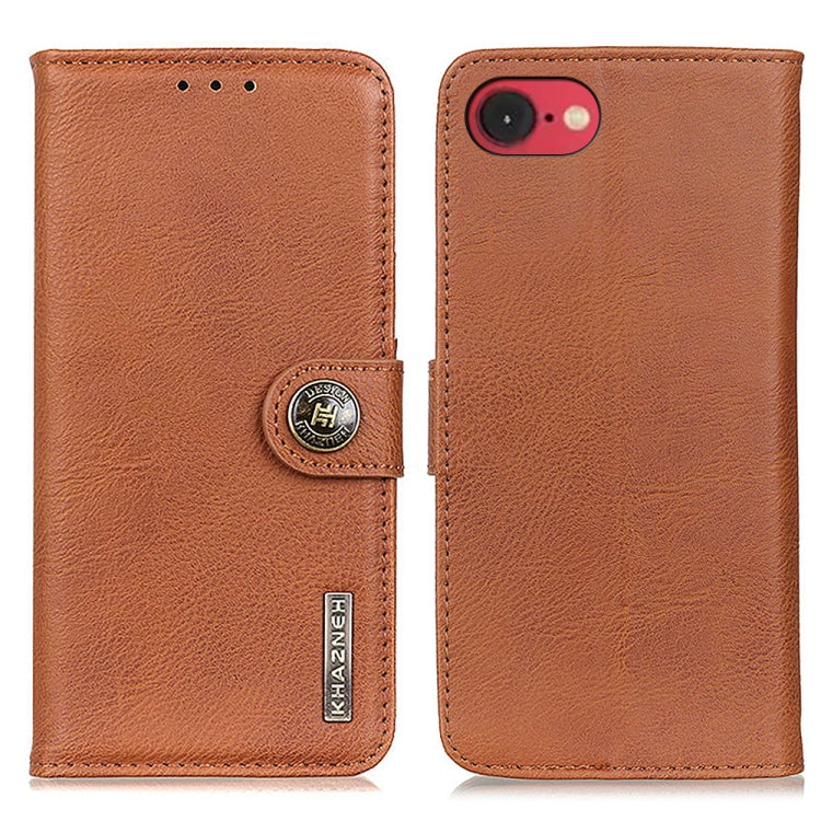 For iPhone SE 2024 KHAZNEH Cowhide Texture Horizontal Flip Leather Phone Case(Brown) - More iPhone Cases by buy2fix | Online Shopping UK | buy2fix