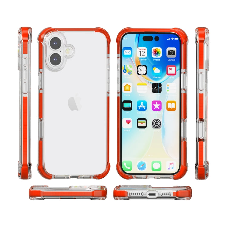 For iPhone 16 Four-corner Shockproof TPU + Acrylic Phone Case(Red) - iPhone 16 Cases by buy2fix | Online Shopping UK | buy2fix