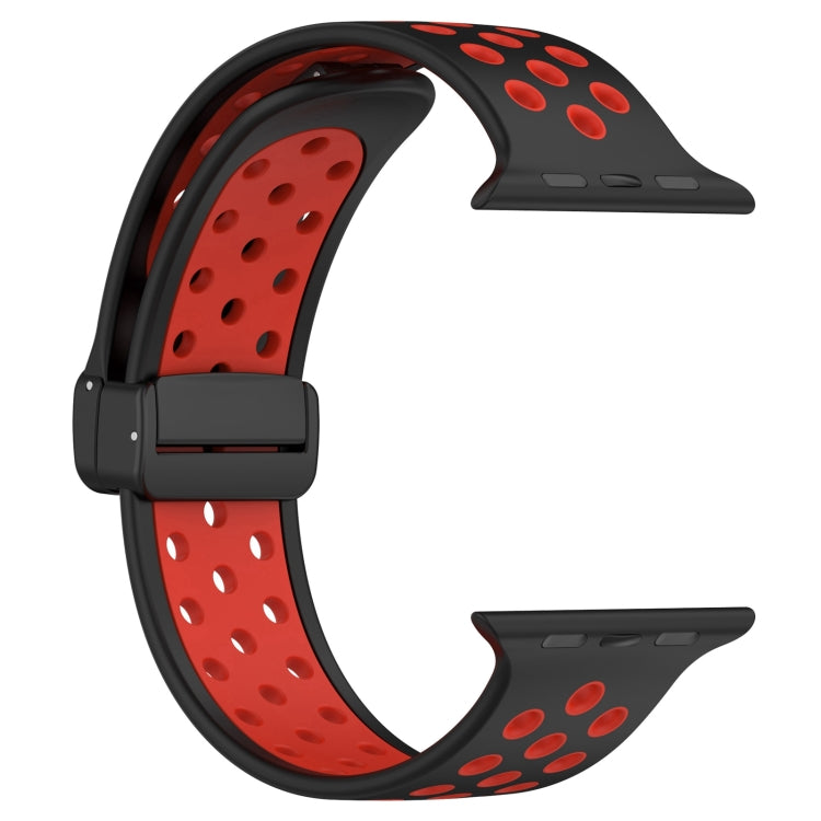 For Apple Watch 5 40mm Magnetic Buckle Silicone Watch Band(Black Red) - Watch Bands by buy2fix | Online Shopping UK | buy2fix