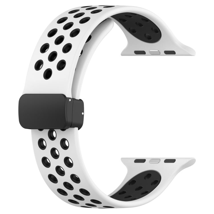 For Apple Watch 3 38mm Magnetic Buckle Silicone Watch Band(White Black) - Watch Bands by buy2fix | Online Shopping UK | buy2fix