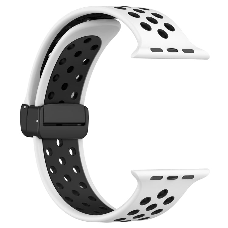 For Apple Watch 3 38mm Magnetic Buckle Silicone Watch Band(White Black) - Watch Bands by buy2fix | Online Shopping UK | buy2fix