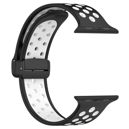 For Apple Watch 3 42mm Magnetic Buckle Silicone Watch Band(Black White) - Watch Bands by buy2fix | Online Shopping UK | buy2fix