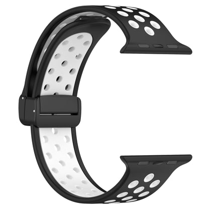 For Apple Watch SE 2023 40mm Magnetic Buckle Silicone Watch Band(Black White) - Watch Bands by buy2fix | Online Shopping UK | buy2fix