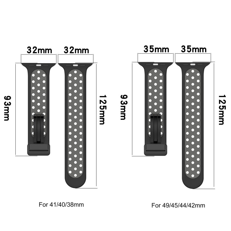 For Apple Watch 2 38mm Magnetic Buckle Silicone Watch Band(Black Grey) - Watch Bands by buy2fix | Online Shopping UK | buy2fix