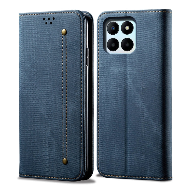 For Honor X8 5G / X6 4G Foreign Denim Texture Flip Leather Phone Case(Blue) - Honor Cases by buy2fix | Online Shopping UK | buy2fix