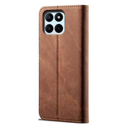 For Honor X8b 4G Global Denim Texture Flip Leather Phone Case(Brown) - Honor Cases by buy2fix | Online Shopping UK | buy2fix