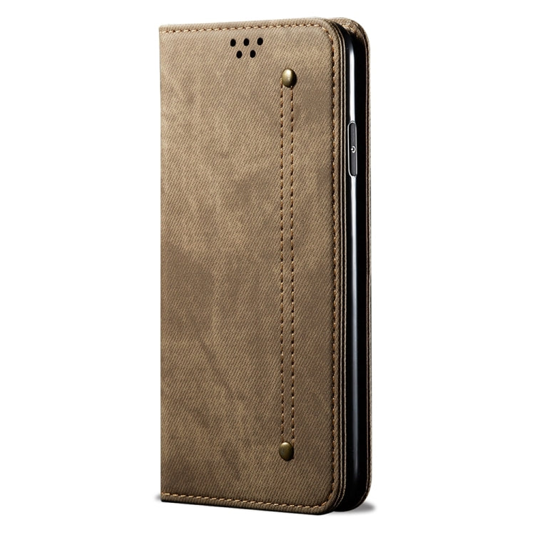 For Honor 200 Lite Global Denim Texture Flip Leather Phone Case(Khaki) - Honor Cases by buy2fix | Online Shopping UK | buy2fix