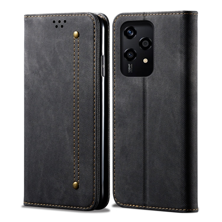 For Honor 200 Lite Global Denim Texture Flip Leather Phone Case(Black) - Honor Cases by buy2fix | Online Shopping UK | buy2fix