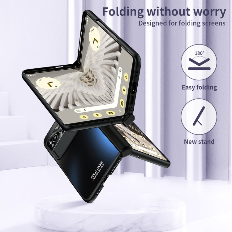 For Google Pixel Fold Integrated Electroplating Folding All-inclusive Phone Case with Hinge(Black) - Google Cases by buy2fix | Online Shopping UK | buy2fix