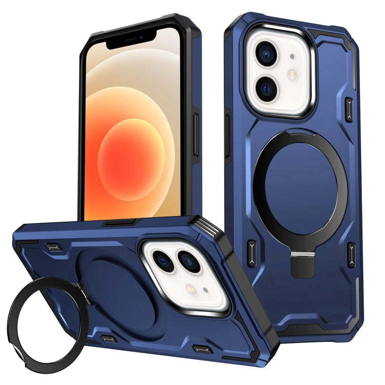 For iPhone 12 / 12 Pro Patronus MagSafe Magnetic Holder Phone Case(Navy Blue) - iPhone 12 / 12 Pro Cases by buy2fix | Online Shopping UK | buy2fix