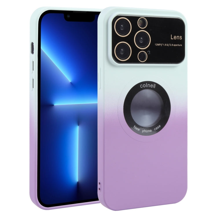 For iPhone 13 Pro Gradient Silicone Shockproof Magsafe Phone Case with Lens Film(White Purple) - iPhone 13 Pro Cases by buy2fix | Online Shopping UK | buy2fix