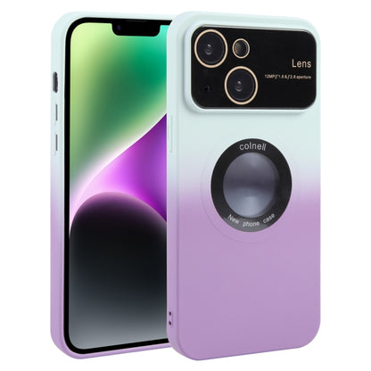 For iPhone 15 Plus Gradient Silicone Shockproof Magsafe Phone Case with Lens Film(White Purple) - iPhone 15 Plus Cases by buy2fix | Online Shopping UK | buy2fix