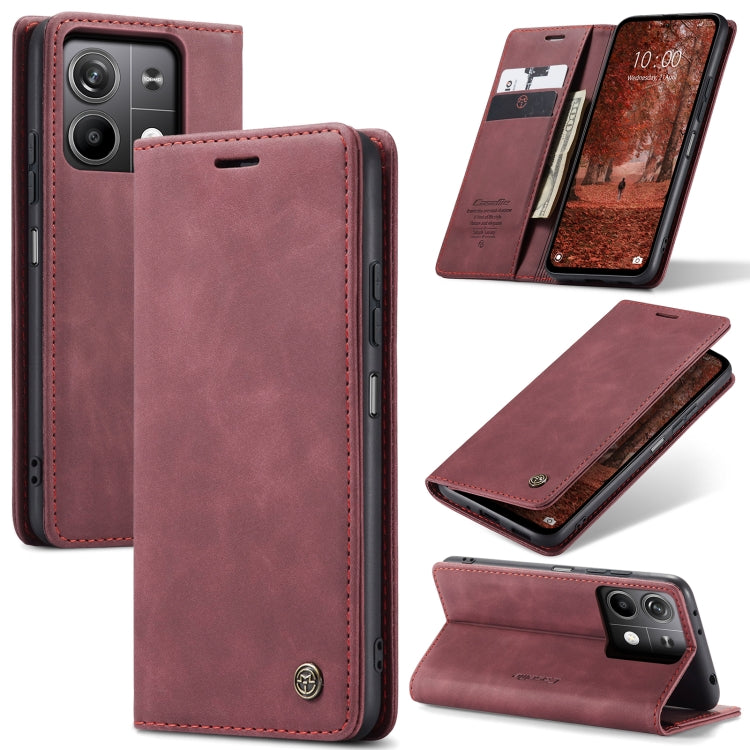 For Xiaomi Redmi Note 13 5G CaseMe 013 Multifunctional Horizontal Flip Leather Phone Case(Wine Red) - Xiaomi Cases by CaseMe | Online Shopping UK | buy2fix