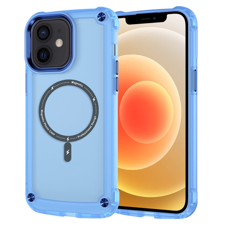 For iPhone 12 / 12 Pro Skin Feel TPU + PC MagSafe Magnetic Phone Case(Transparent Blue) - iPhone 12 / 12 Pro Cases by buy2fix | Online Shopping UK | buy2fix