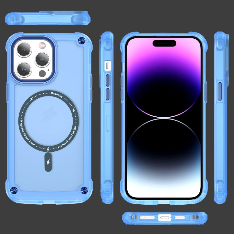 For iPhone 12 / 12 Pro Skin Feel TPU + PC MagSafe Magnetic Phone Case(Transparent Blue) - iPhone 12 / 12 Pro Cases by buy2fix | Online Shopping UK | buy2fix