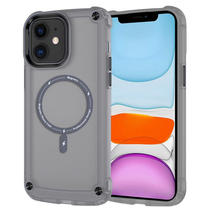 For iPhone 11 Skin Feel TPU + PC MagSafe Magnetic Phone Case(Transparent Black) - iPhone 11 Cases by buy2fix | Online Shopping UK | buy2fix