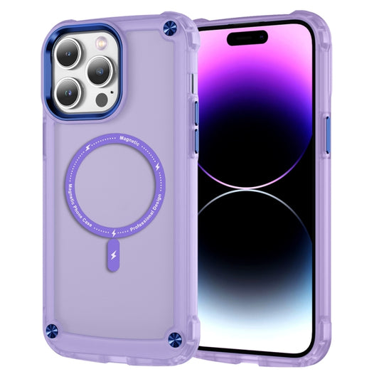 For iPhone 16 Pro Skin Feel TPU + PC MagSafe Magnetic Phone Case(Transparent Purple) - iPhone 16 Pro Cases by buy2fix | Online Shopping UK | buy2fix