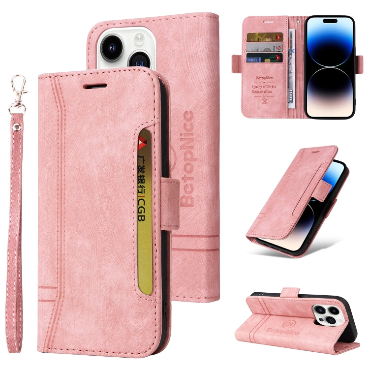 For iPhone 15 Pro Max BETOPNICE Dual-side Buckle Leather Phone Case(Pink) - iPhone 15 Pro Max Cases by BETOPNICE | Online Shopping UK | buy2fix